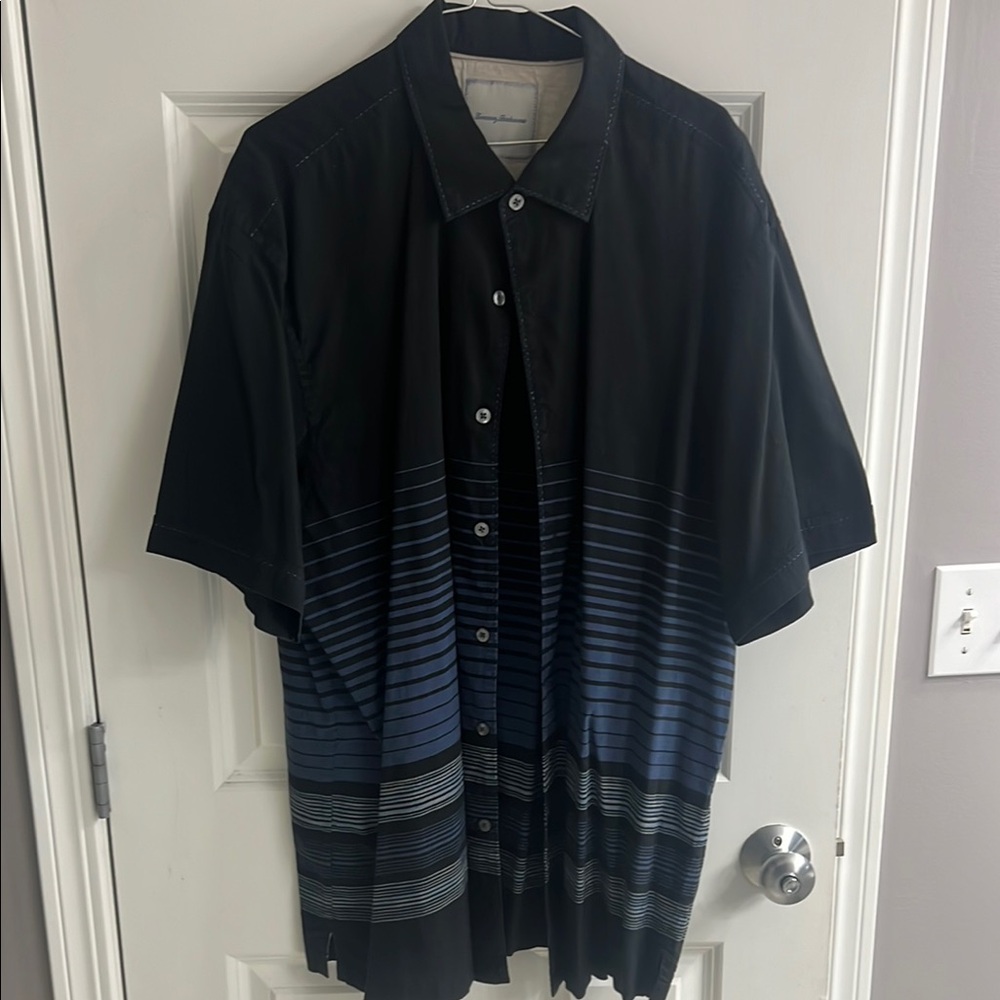 Tommy Bahama Black and Blue Striped Shirt